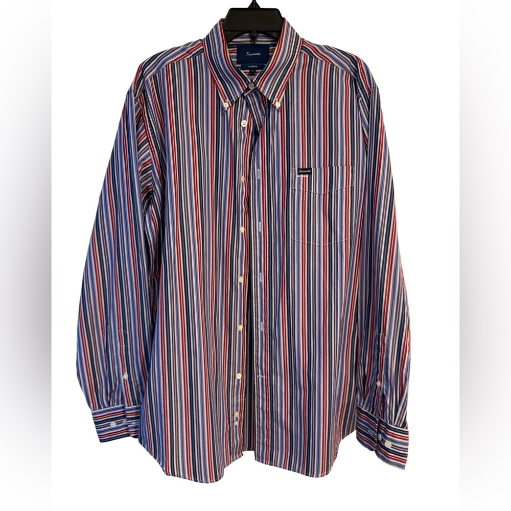 Façonnable Classique Men’s L Striped Button Down Shirt 100% Cotton Multicolor